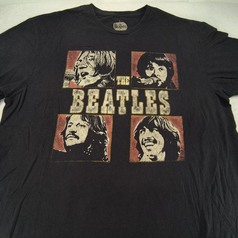 Beatles Band Short Sleeve Graphic Casual T Shirt Mens Size Extra Large XL Black